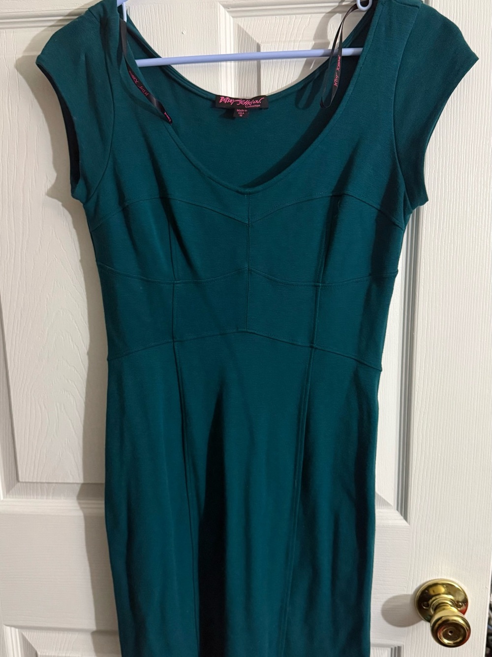 Betsey Johnson Fitted Bodycon Teal Cap-Sleeve Dress M
